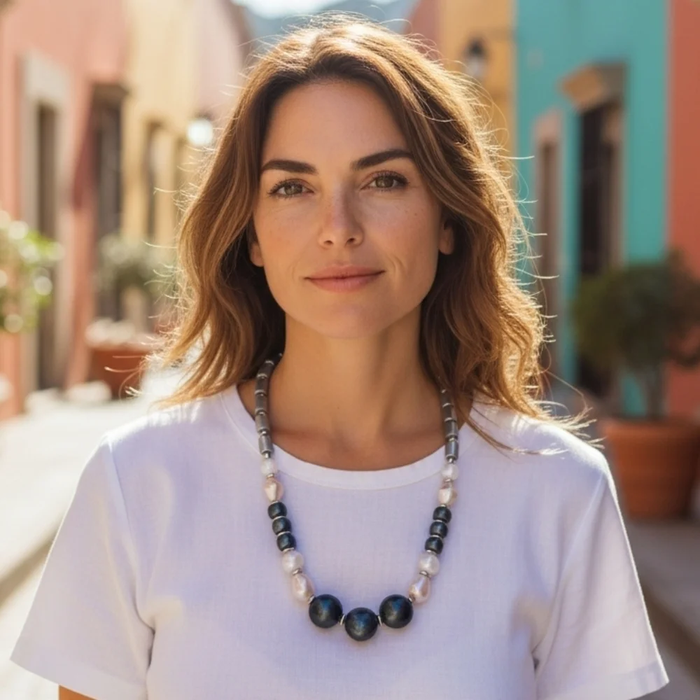 Beaded Blue and Silver Necklace